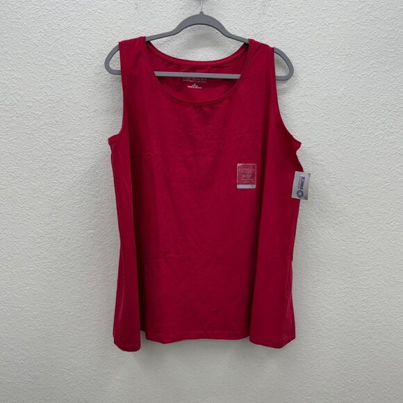 Catherines Suprema Red Soft Cotton Stretch Tank Top Shirt Womens 2X 22/24 NEW - Picture 1 of 8